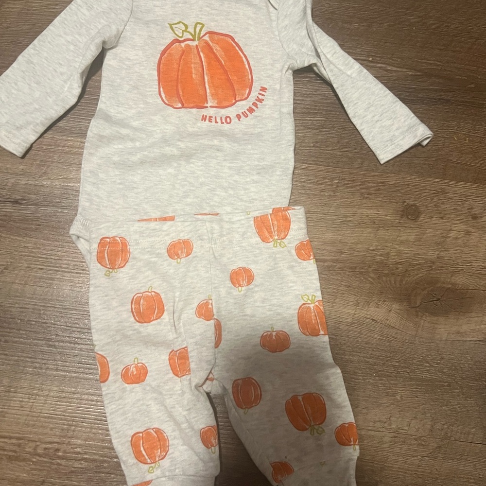 Carter's Gray and Orange Pumpkin Matching Set